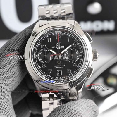Breitling Premier Black Dial 42mm Chronograph Stainless Steel Swiss Replica Watches